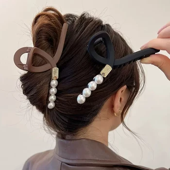 Naujas Vintage Korėjos Matinio Didelis Plaukų Letena Įrašą Moterų Elegantiškas Pearl Plaukų Krabų Plaukų Įrašą Šukuosena Moterų Papuošalai Aksesuaras Dovanų