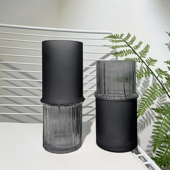 Tamsiai Estetinės Minimalistinio Vaza Retro Namų Interjero Terariumai Kambarį Gėlių Vaza, Stiklo Dizaino Sodo Puošmena