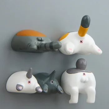 Kūrybos Japonų Animacinių filmų Katės Asilas Magnetas Šaldytuvas Dekoro Mielas Gyvūnų Modelio Papuošalus Šaldytuvas Magnetas Namų Dekoro Priedai