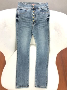 Aukštos juosmens Krūtinėmis moterų džinsai atsitiktinis laukinių slim mados lady džinsinio audinio kelnės 2021 naujas