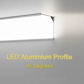LED Aliuminio Profilis 45° Įstrižai Pluošto Viršutiniame Kampe Linijinis Šviesos, Miegamojo, Koridoriaus Patalpų Dekoratyvinis Led Lubų, Sienos Profilis