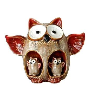 Unikalus Porceliano Motina Pelėda taupyklė Keramikos Kūdikių Nighthawk Piggy Bank Dekoro Motinos Dienos Metu Homeware Ornamentu Craftworks