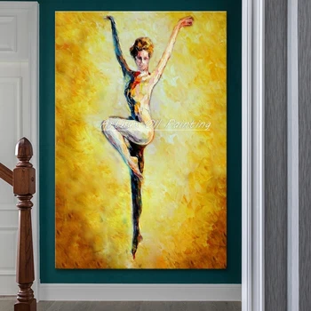 100% Rankų darbo Paletės Peilis Baleto Mergina Naftos Paveikslai ant Drobės,Modernios Sienos Menas Abstraktus Nuotraukos Kambarį,Namų Puošybai