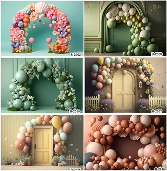 3D Gėlių, Balionų Arkos Formos Backdrops Vestuves Interjero Sienų Tortas Sutriuškinti Augalų Gimtadienio Kūdikio Portretas Sluoksnių Rekvizitai
