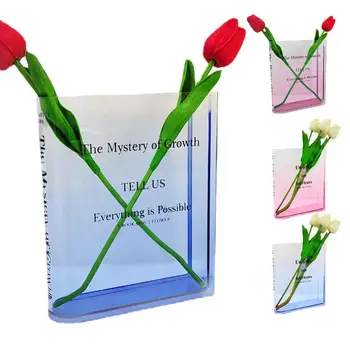 Knyga Gėlių Vaza Mielas Lentynoje Dekoro Skaidrus Akrilo Hydroponic Šiuolaikinio Meno Darbastalio Buities Reikmėms Gėlių Išdėstymas