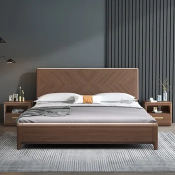 šviesos prabangių medžio masyvo lova modernus minimalistinio 1,8 m dvivietis miegamasis 1.5 m aukščio dėžutės saugojimo mažame bute lova DW6135