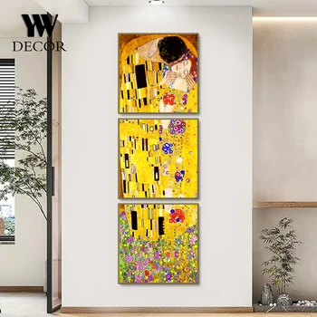 3 Skydelis Gustav Klimt Bučinys, Abstrakčiai Aliejaus Tapybai Sienos Menas Drobė Spausdinti Plakato Modernaus Stiliaus Nuotraukų Kambarį Miegamojo Puošimas