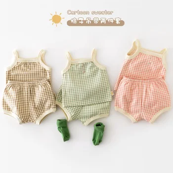 Kūdikių kombinezonas vasaros pižama, nauja korėjos stiliaus kūdikių plonas camisole šortai berniukų ir mergaičių namų drabužiai