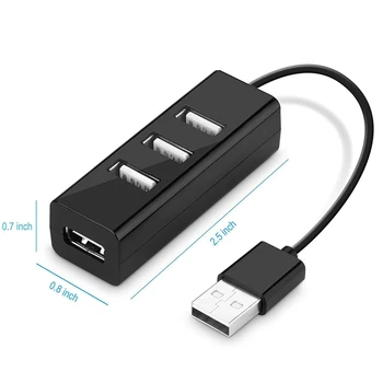 4 Port USB HUB Didelės Spartos USB 2,0 Splitter Kabel USB Extender für Kompiuterio Darbalaukio Notebook Laptop