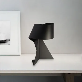 Minimalistinio stalo lempa Juoda ir Balta Origami Lempa E27 LED Dekoratyvinės Šviesos kambarį miegamojo lovos lempos