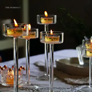 Kristalų Žvakidė Romantiška Stiklo Prancūzijos Derliaus Apdaila Romantiška Vakarienė Žvakių Šviesoje Minkšta Apdaila Fotografijos Prop