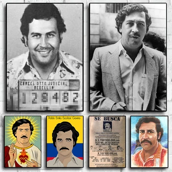Pablo Escobar Karšto Garsiausių Šiuolaikinio Retro Tapybos Meno Namų Dekoro Nuotraukos Kokybės Drobė Plakatas Kambaryje Gyvena Sienų Dekoras Plakatai