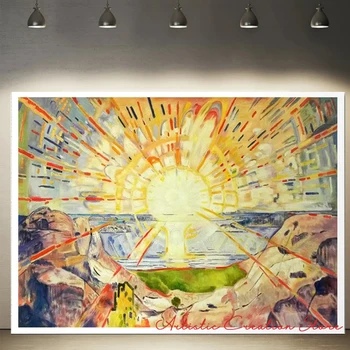 Saulės Edvard Munch Ekspresionizmo Dailės Spausdinti Paveikslai Tapyba Plakatai Šiuolaikinio Gyvenimo Kambario, Biuro Sienos Menas Namų Dekoro