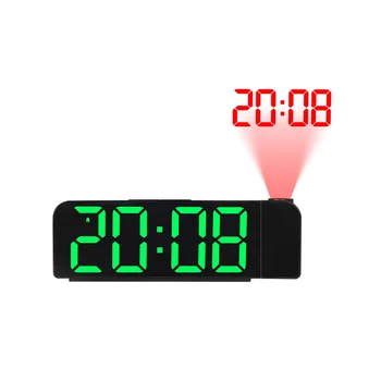 180° Sukimas Projection Alarm Clock 12/24H LED Skaitmeninis Laikrodis, USB Mokesčio Lubų Projektorius Žadintuvas (Žalia)