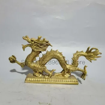 34cm Kinijos Žalvario Gyvūnų Drakono Statula Bronzinė Statula Gyvūnų Skulptūros