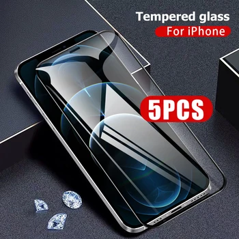 5VNT Grūdintas Stiklas iPhone 14 11 12 13 Mini Pro Max Screen Protector 8 7 6 Plus XS XR X 9D iphone 14 pro max stiklo plėvelės