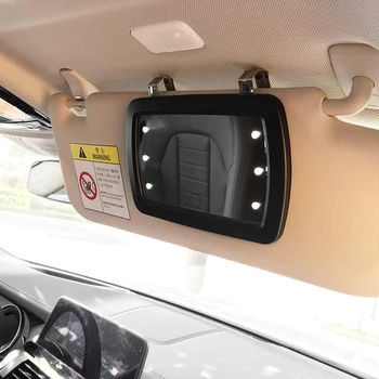 Automobilio Saulės Skydelis Veidrodis su LED Šviesos Makiažas Saulės, apsauga nuo saulės Kosmetiniai Veidrodėliai Įrašą sudaro Veidrodis su Spauda Ekrano Moterims