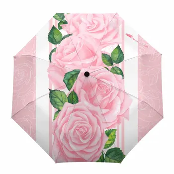 Valentino Dieną, Rose Pink Automatinį Skėtį, kad Lietus, Sulankstomas Skėtis Skėtis Aštuonias kryptis Lauko Skėčiai