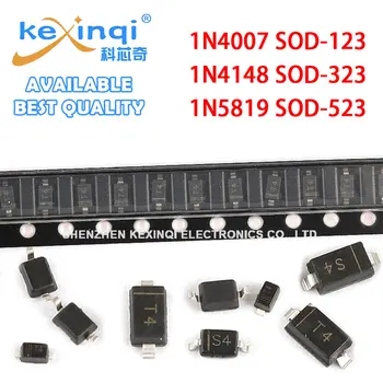 100VNT 1N4007 SOD-123 1N4148 SOD-323 1N5819 SOD-523 SMD SMA jungiklis diodų 1N4148WS Kodas:T4/S4/T7