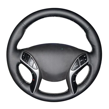 Rankų Siuvimo, neslidžia Juoda Dirbtinė Oda Automobilių Vairo Nerijos Padengti Hyundai Elantra 2011-2016 Avante i30 2012-2016
