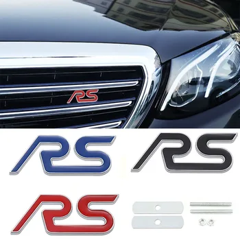 Metalo RS Logo Automobilio Priekinės Grotelės Emblema Galiniai Kamieno Ženklelis Lipduką 