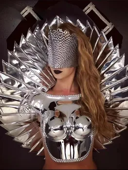 Gaga Šviečia Prop Kostiumas Atspindintis Rave dj, gogo šokėja rodyti muzikos Festivalis dainininkas Klubą Lazerių kūrimo kailis