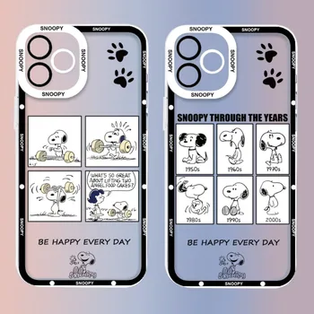 Mielas Snoopy Telefono dėklas Skirtas IPhone 14ProMax 14 13 12 11 Pro Max Mini Skaidrus Bauda Skylę Minkštas Telefoon Dangtis