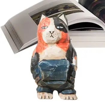 1PC Medienos Kačių Figūrėlės Darbalaukio Stalo Ornamentas Drožyba Modelį, Namų Biuro Apdailos Gyvūnų Skulptūros Kalėdų Amatų Dovana