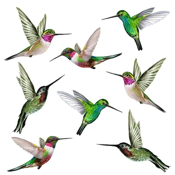 Karšto 8 Didelių Gražių Dūzgiantis Paukščių Statinis Kabintis Langą Lipdukai Hummingbird Stabdžių Susidūrimo Su Paukščiu Langą Lipdukai