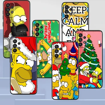Simpsonai Kalėdų Juoda Telefono dėklas Samsung A73 A72 A71 A53 A51 A52 A42 A32 A33 A22 A23 A21S A13 5G Dangtis