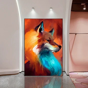 Moden Gyvūnų Fox Tapybos ant Drobės Šiaurės Abstrakčiai Plakatai ir Spausdina Nuotraukas, Namų Kambarį Dekoruoti Tapyba